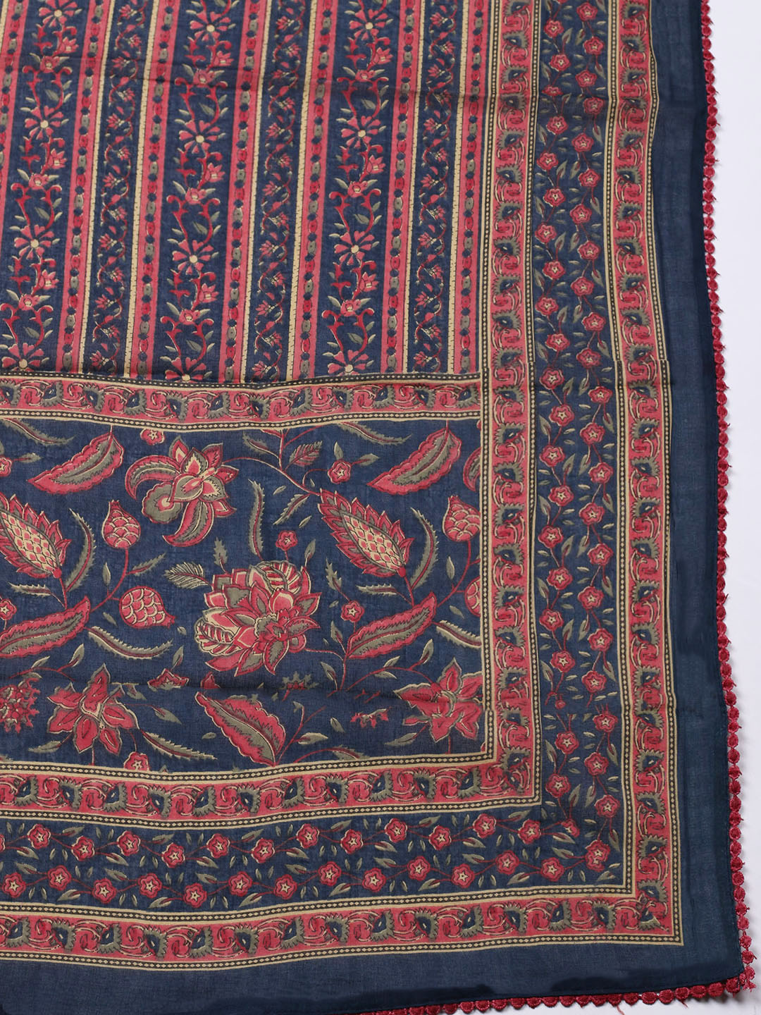 Embroidered Cotton Blend Unstitched Suit With Pant &amp; Dupatta