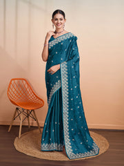 Stone Embroidery Organza Handloom Saree