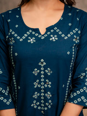 Printed Cotton Blend Kurta With Pant & Dupatta