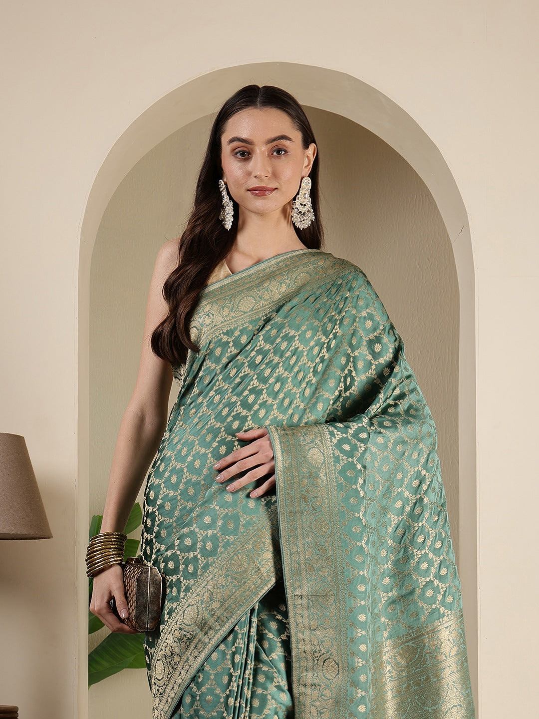 Woven Design Satin Saree