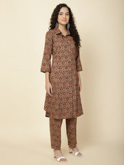 Abstract Printed Cotton Kurta With Pants