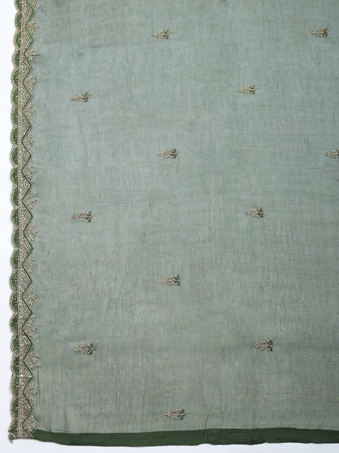Embroidered Tissue Unstitched Suit With Pant &amp; Dupatta