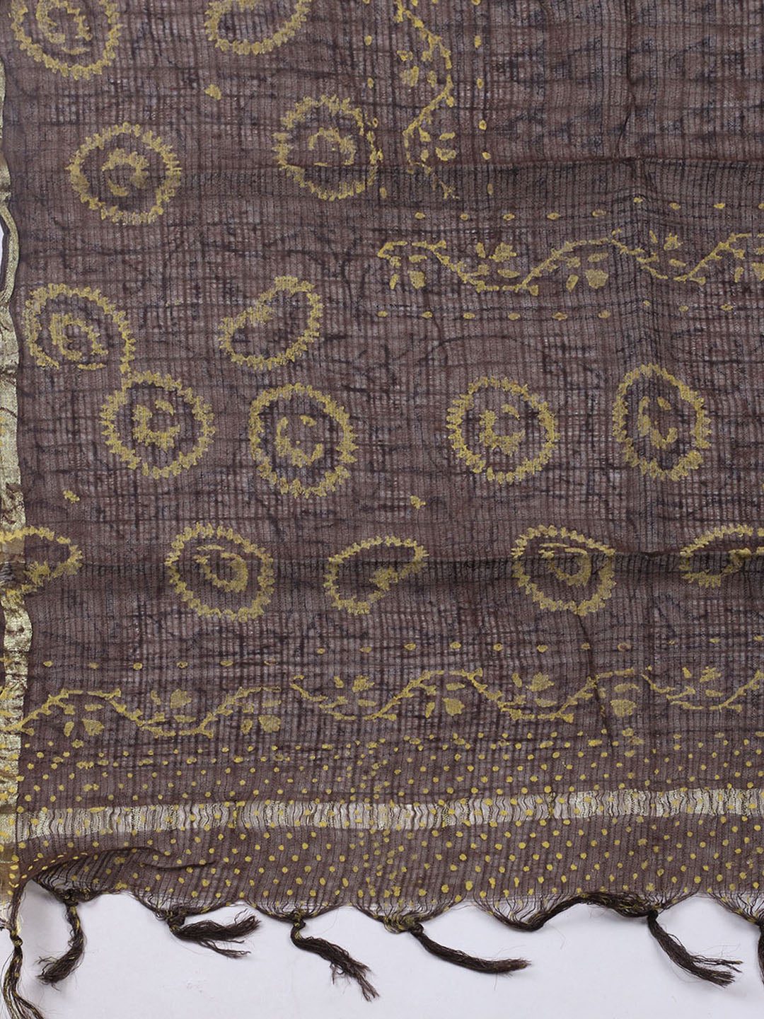 Printed Cotton Blend Unstitched Suit With Pant &amp; Dupatta