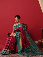 Woven Design Art Silk Rani-Green Saree