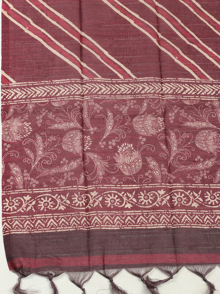 Embroidered Chanderi Unstitched Suit With Pant &amp; Dupatta