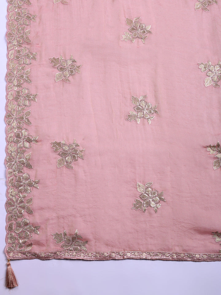 Embroidered Organza Unstitched Suit With Pant &amp; Dupatta