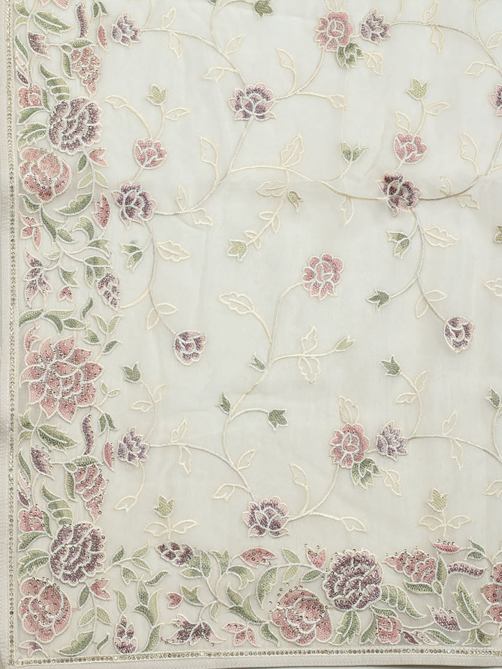 Resham Jaal Organza Unstitched Suit With Dupatta
