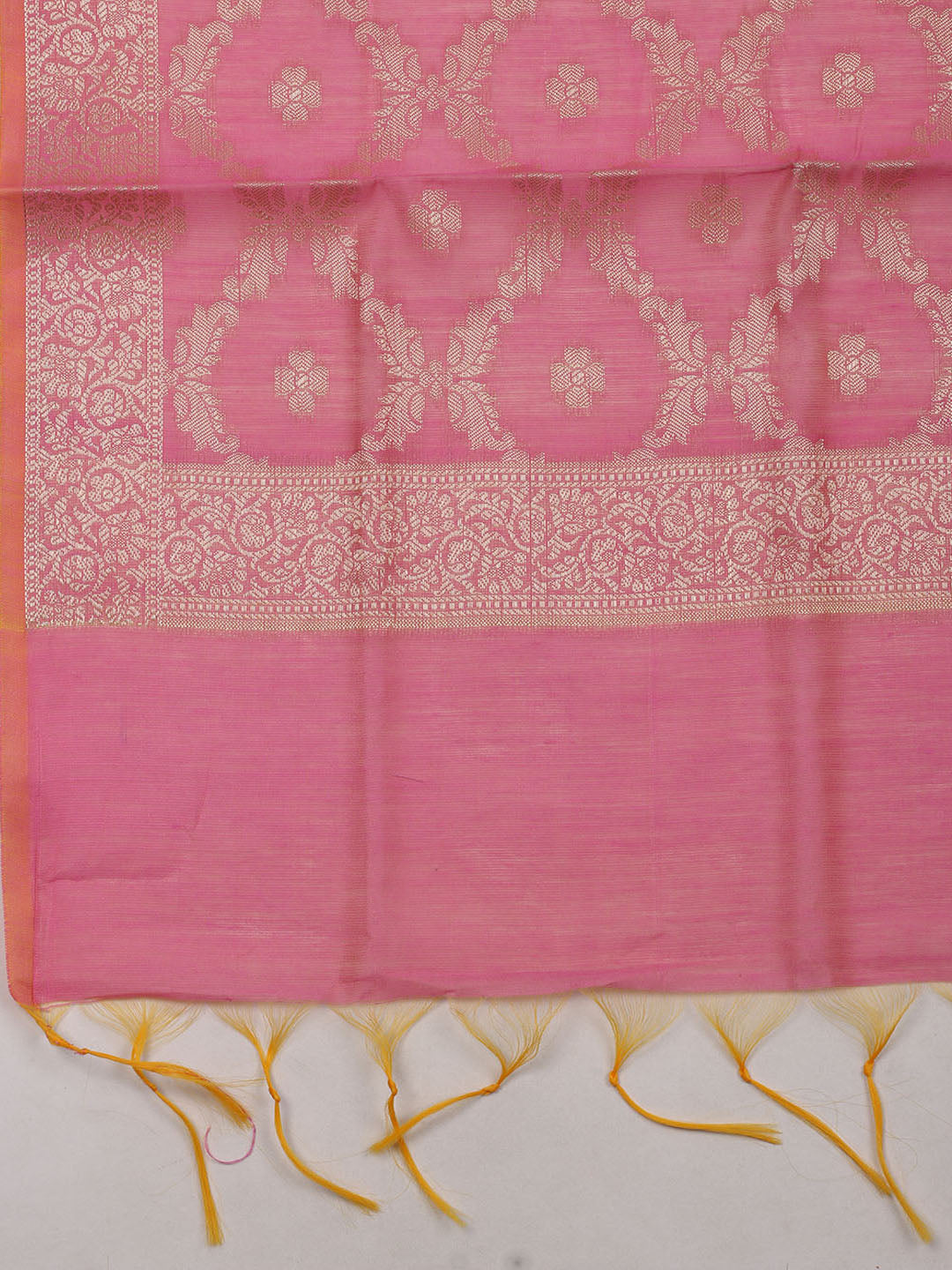 Printed Chanderi Unstitched Suit With Dupatta