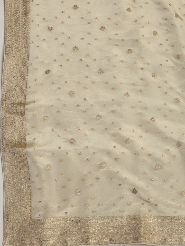 Embroidered Art Silk Unstitched Suit Piece With Dupatta