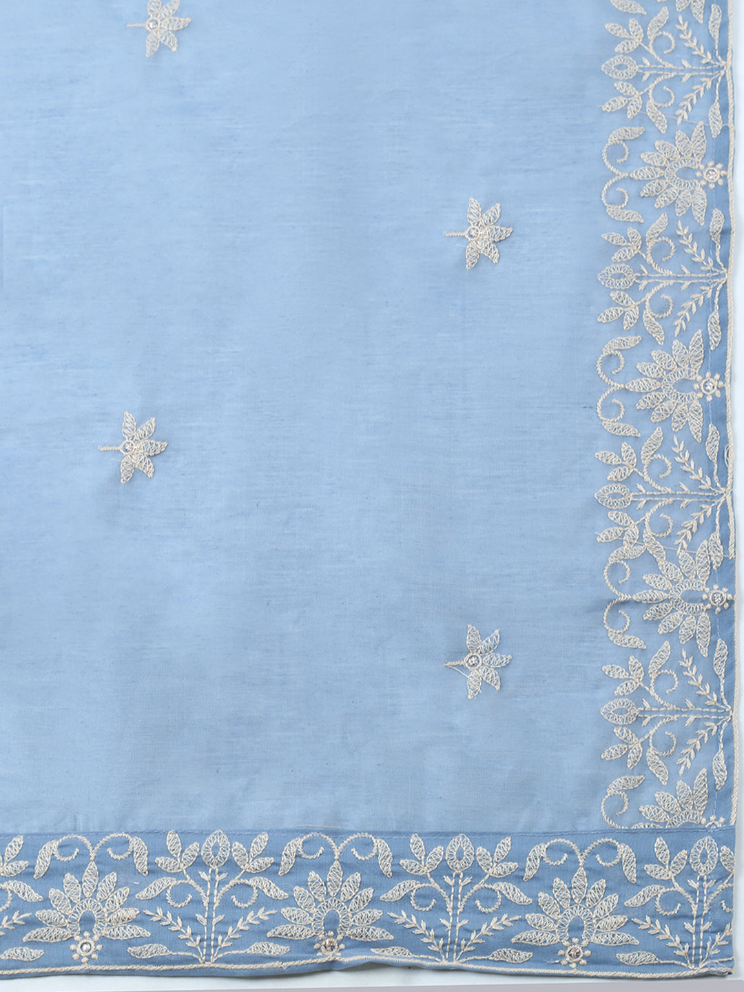 Embroidered, Cotton Blend Unstitched Suit With Pant &amp; Dupatta