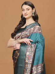 Digital Printed Satin Woven Saree