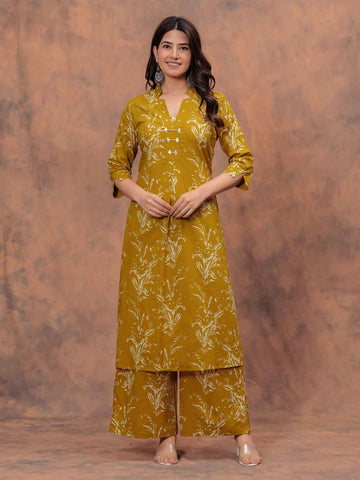 Printed Cotton Kurti With Palazzo