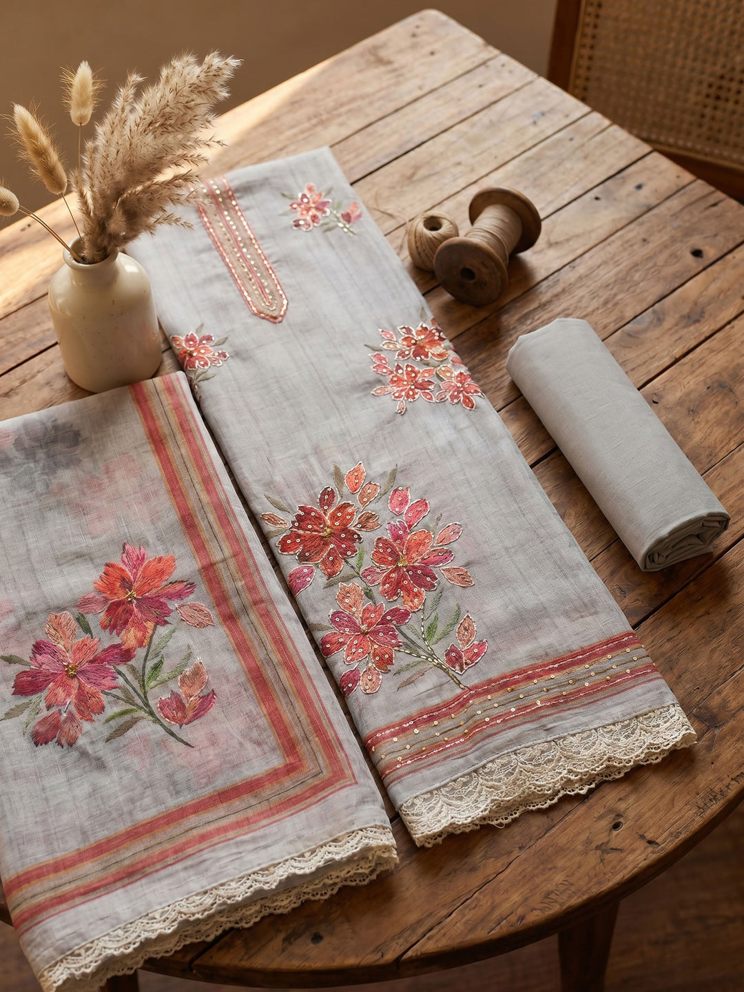 Printed Linen Unstitched Suit With Dupatta