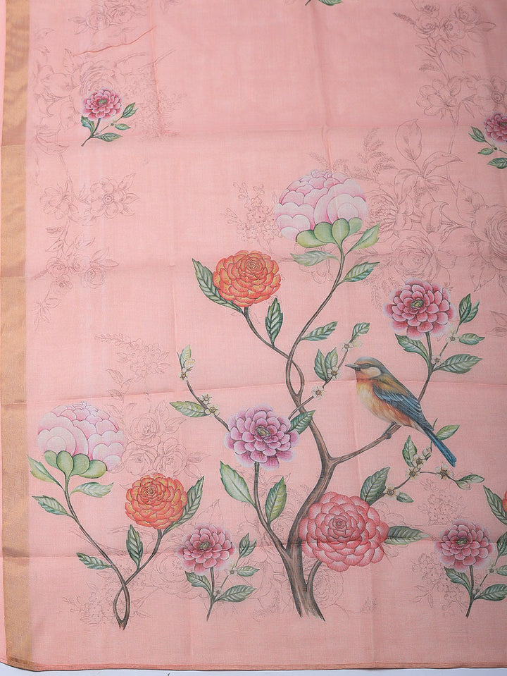 Embroidered Tissue Unstitched Suit With Pant &amp; Dupatta