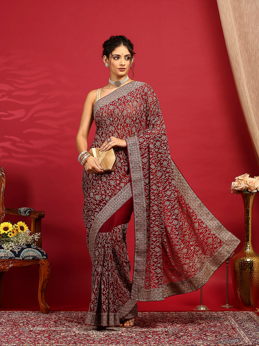 Embroidered Georgette Saree