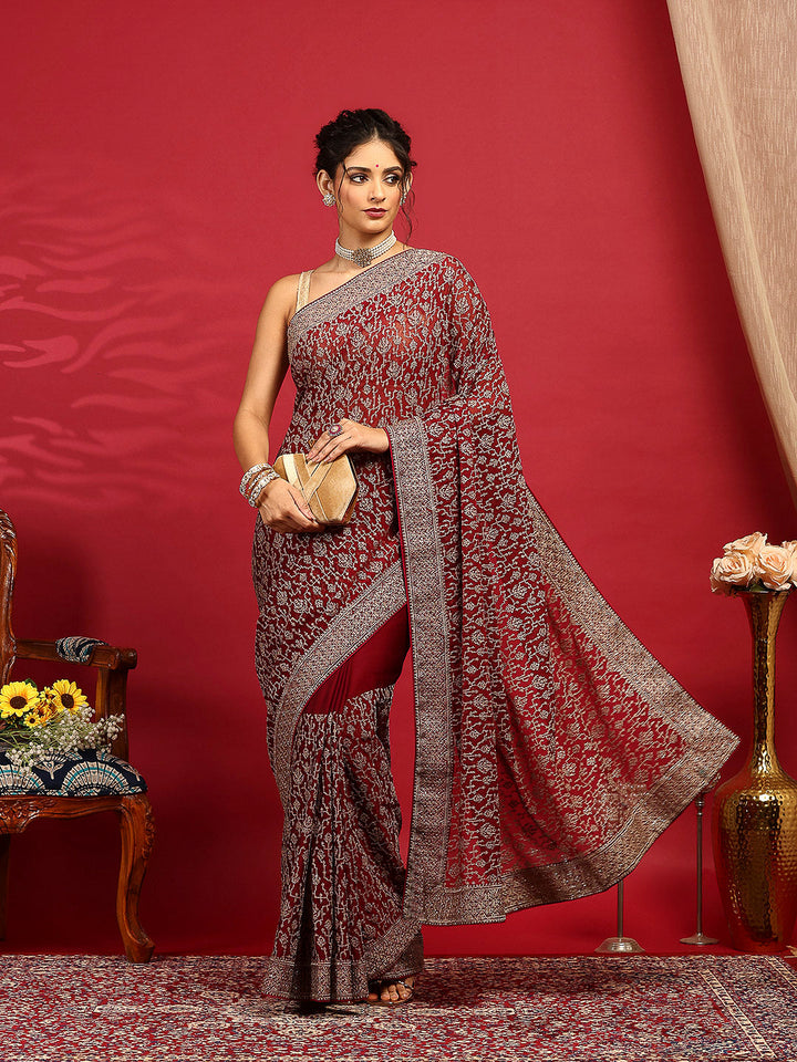 Embroidered Georgette Saree