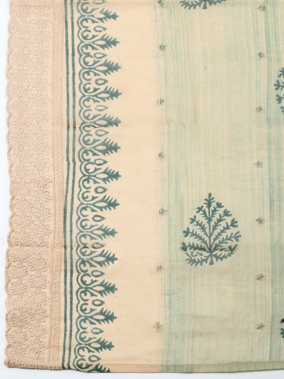 Embroidered Cotton Blend Unstitched Suit With Pant &amp; Dupatta