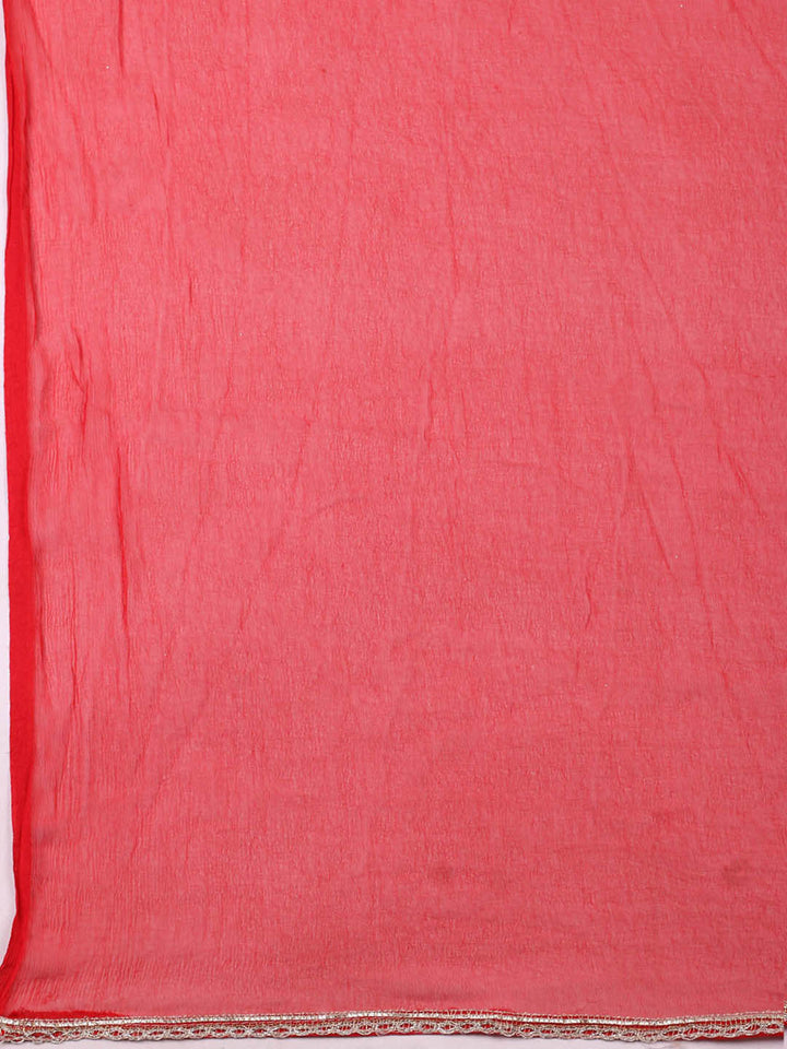 Embroidered Chanderi Unstitched Suit With Pant &amp; Dupatta