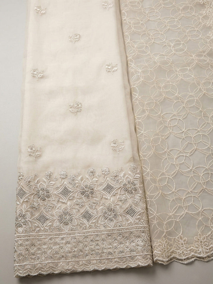 Embroidered Cotton Blend Unstitched Suit With Pant &amp; Dupatta