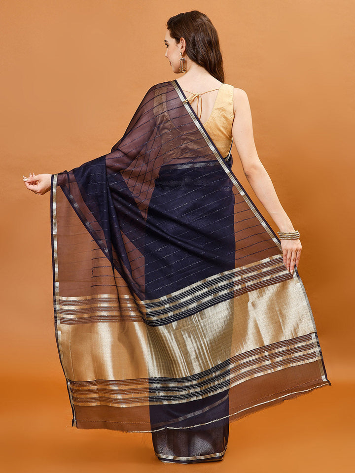 Plain Zari Border Organza Saree