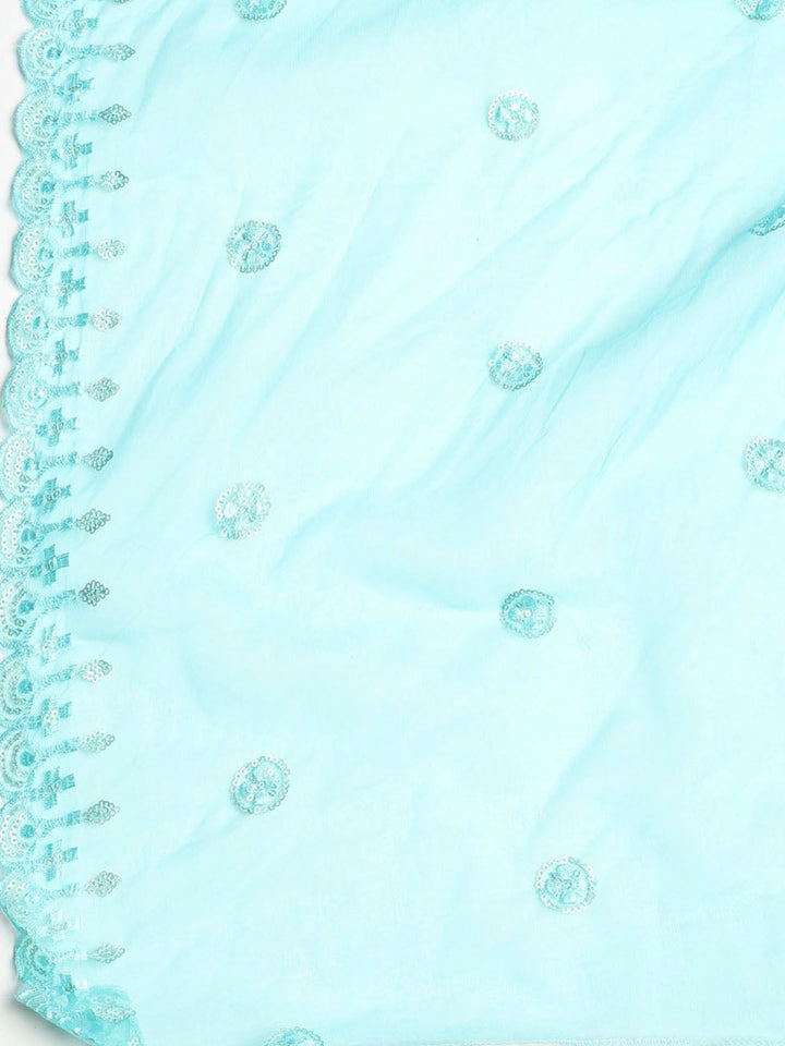 Neck Embroidered Chanderi Unstitched Suit With Dupatta