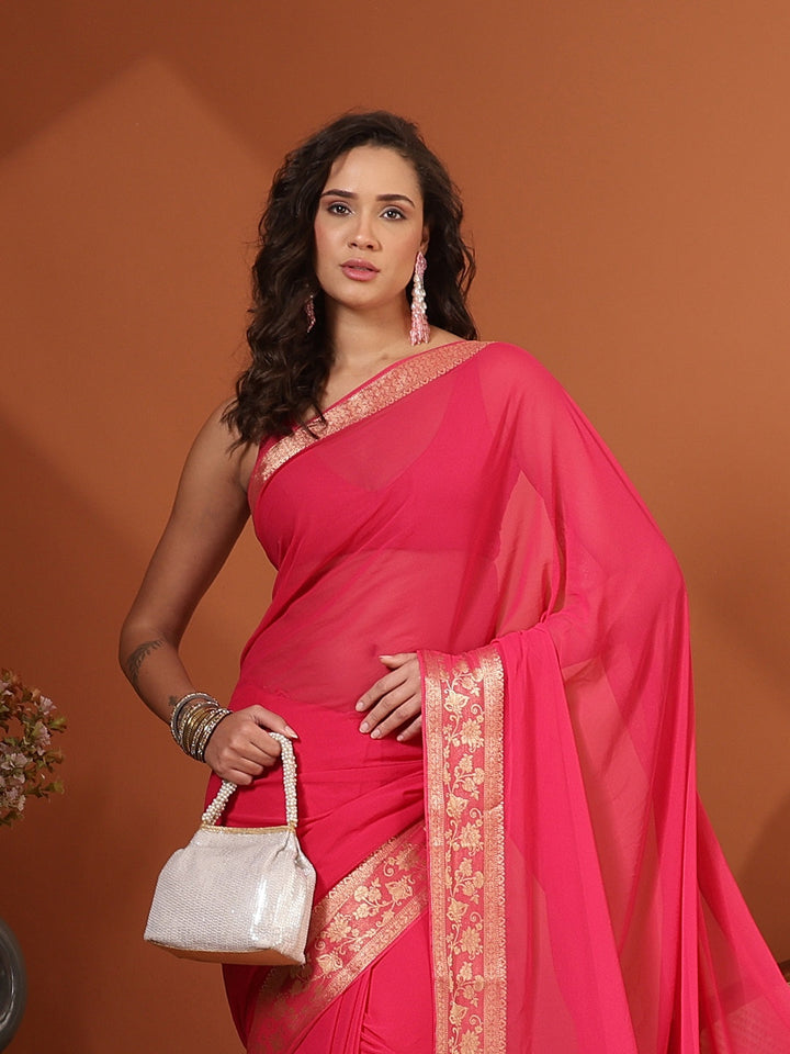 Plain Chiffon Saree