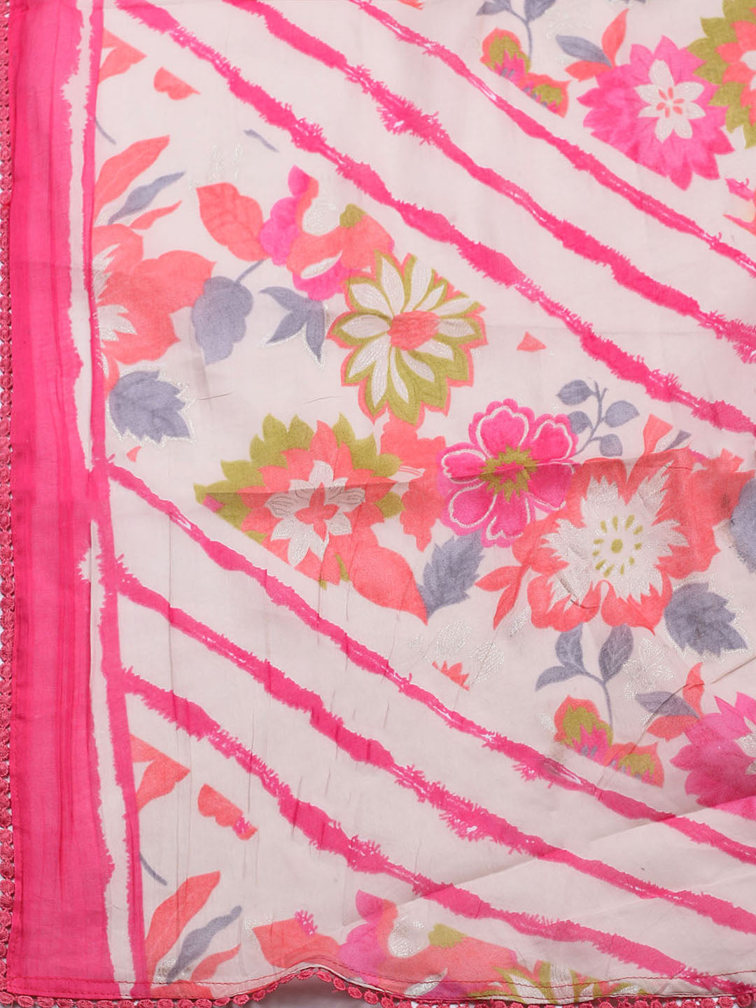 Embroidered Cotton Blend Unstitched Suit With Pant &amp; Dupatta