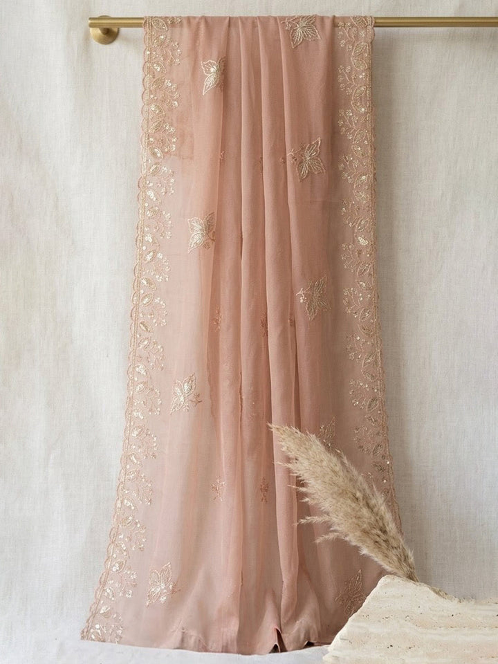 Embroidered Organza Unstitched Suit With Pant &amp; Dupatta