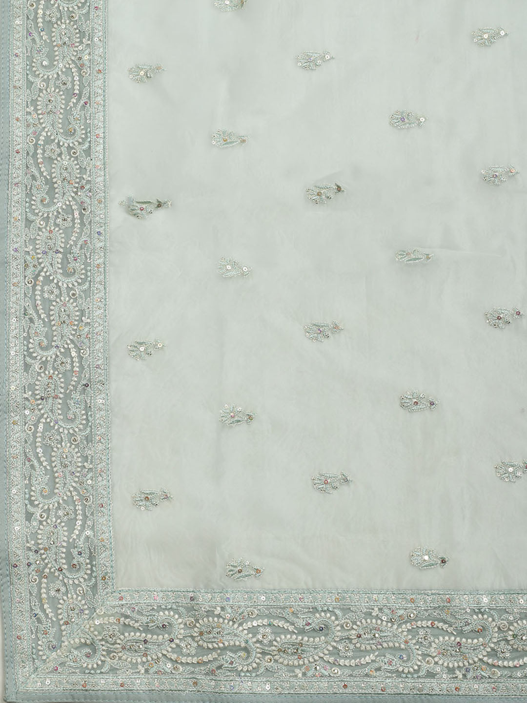 Chikan Work Organza Unstitched Suit With Dupatta