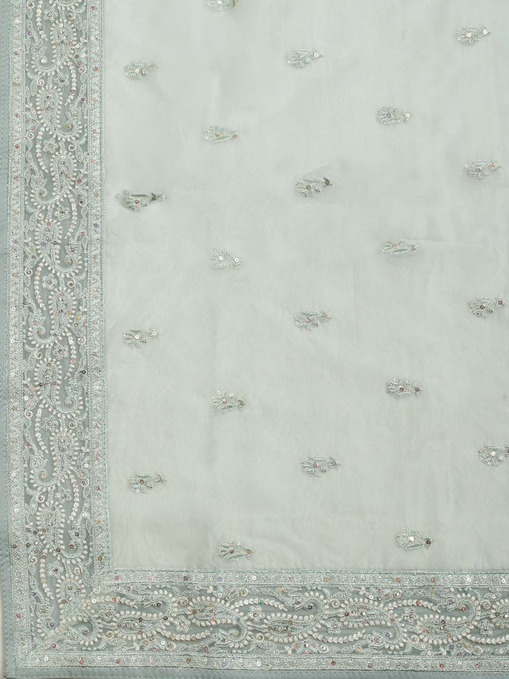 Chikan Work Organza Unstitched Suit With Dupatta