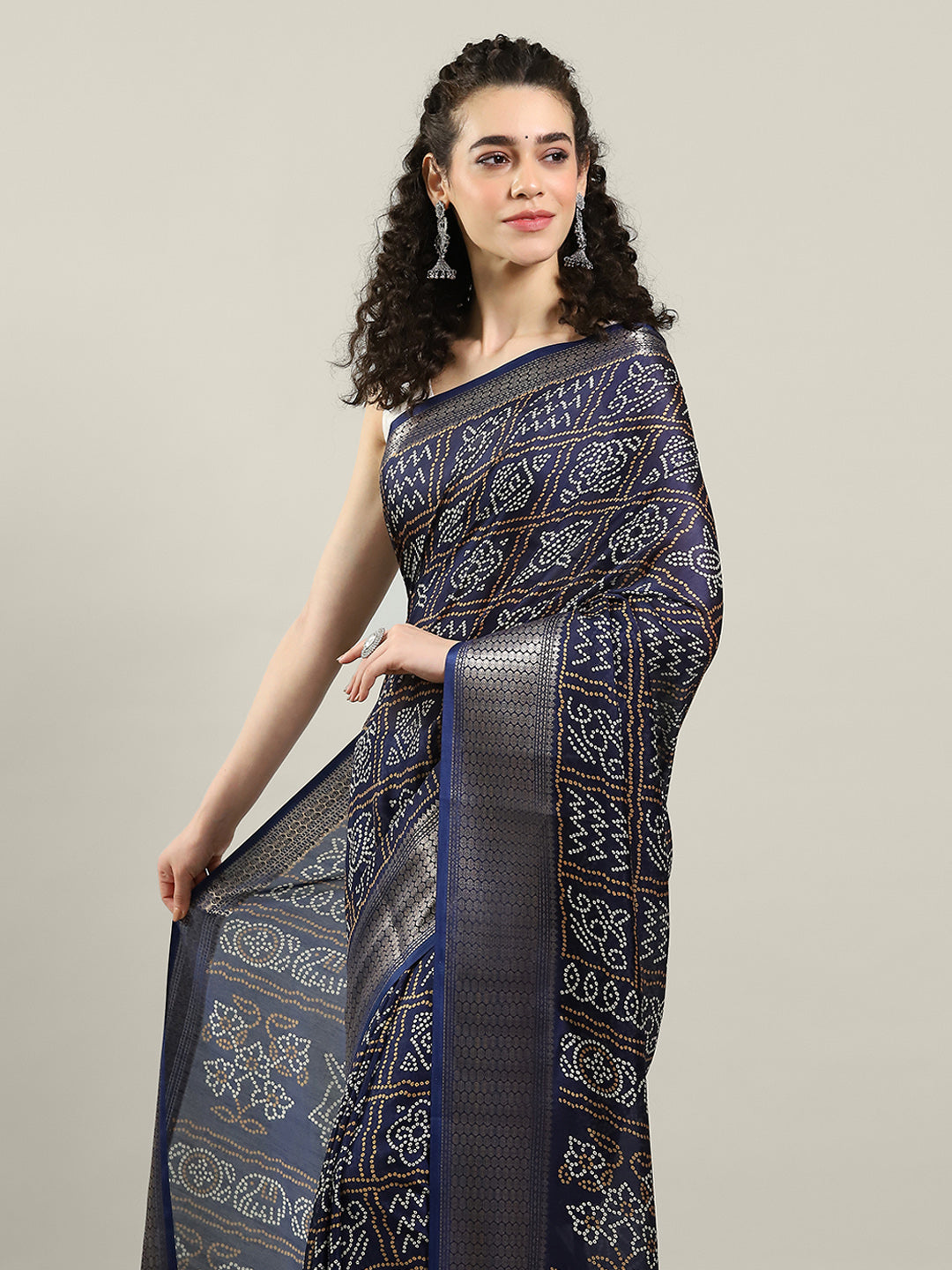 Bandhani Printed Dola Cotton Saree