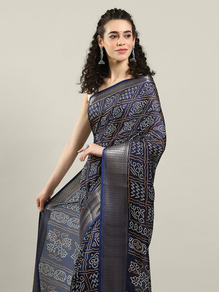 Bandhani Printed Dola Cotton Saree