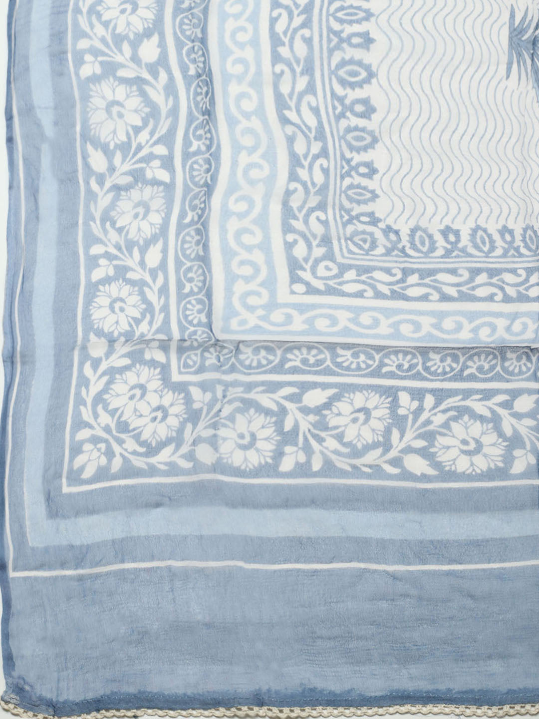 Printed Cotton Blend Unstitched Suit With Pant &amp; Dupatta