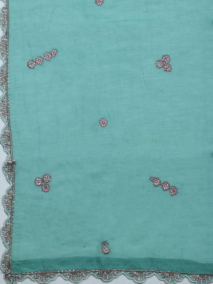 Embroidered Cotton Blend Unstitched Suit With Dupatta