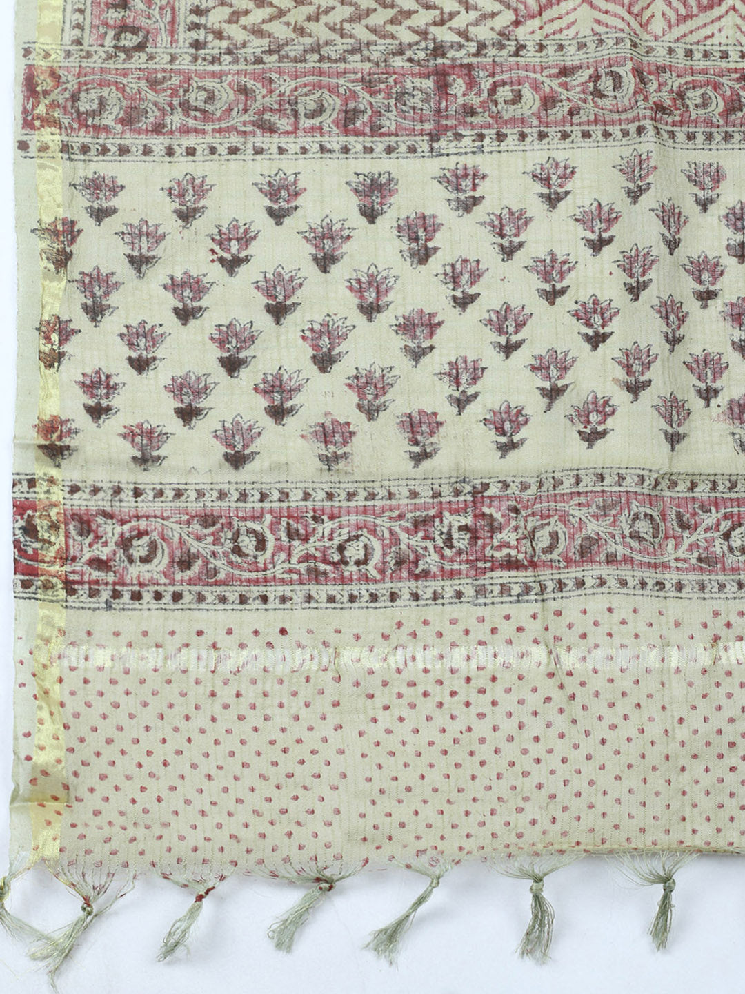 Printed Cotton Blend Unstitched Suit With Pant &amp; Dupatta