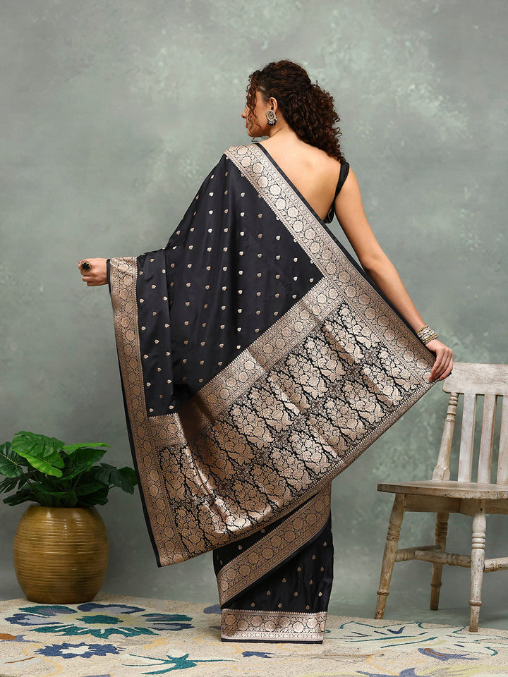 Zari Border Booti Art Silk Woven Saree