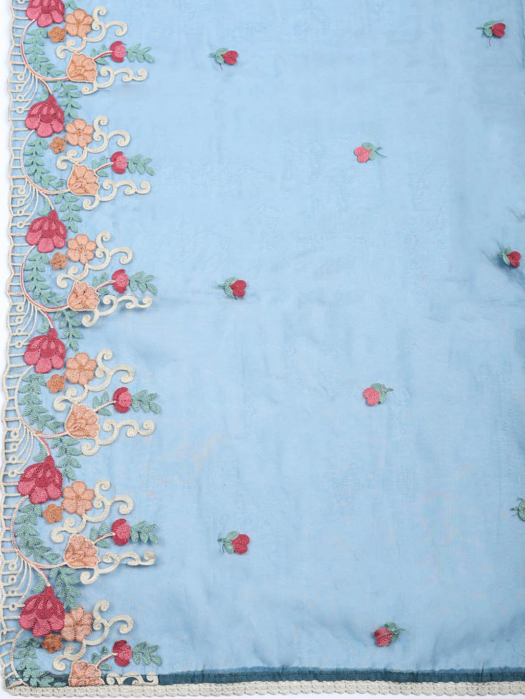 Embroidered Cotton Blend Unstitched Suit With Pant &amp; Dupatta