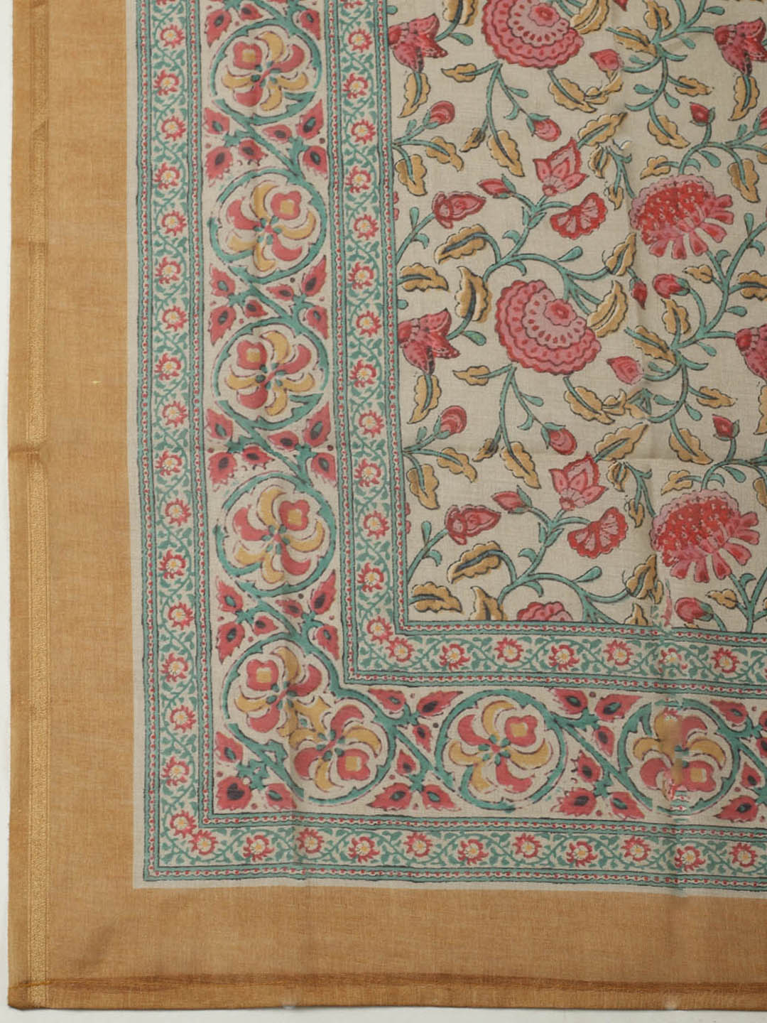 Printed Chanderi Unstitched Suit With Pant &amp; Dupatta