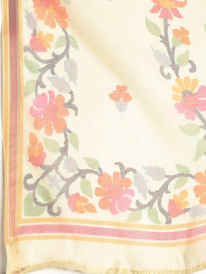 Printed Chanderi Unstitched Suit With Dupatta