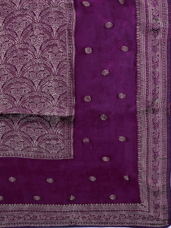 Woven Design Chanderi Unstitched Suit With Pant &amp; Dupatta