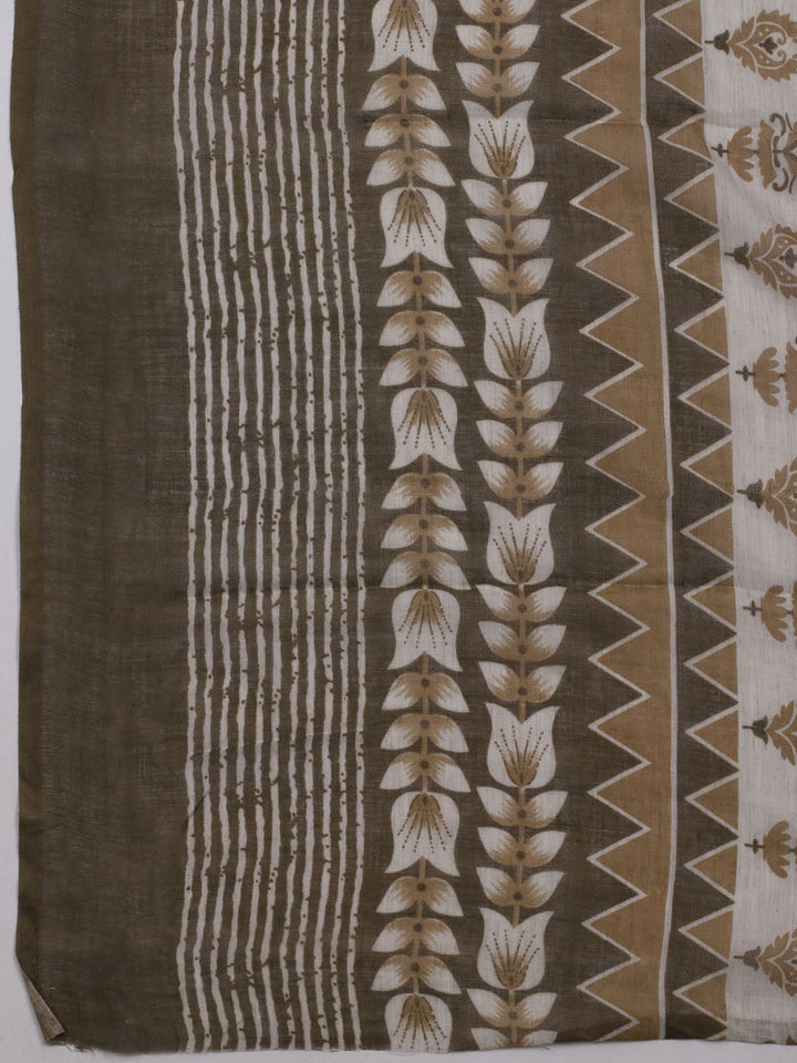 Printed Cotton Blend Unstitched Suit With Dupatta