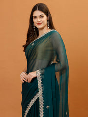 Sequence Embroidery Organza Saree