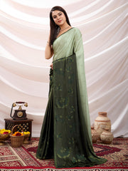 Embroidered Satin Saree