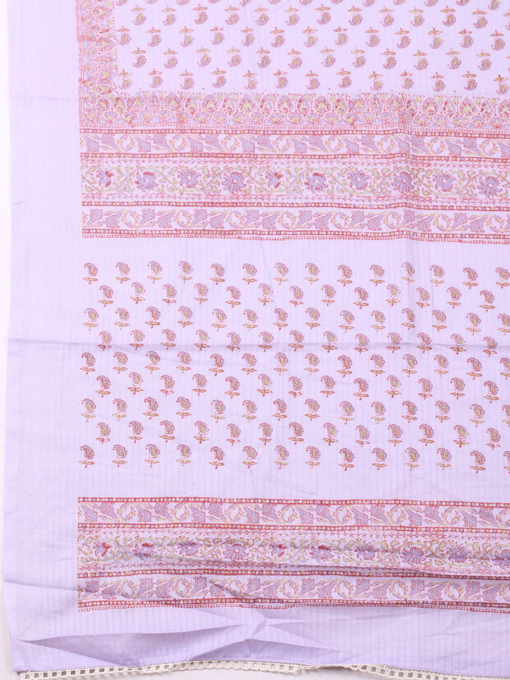 Printed Cotton Blend Unstitched Suit With Pant &amp; Dupatta