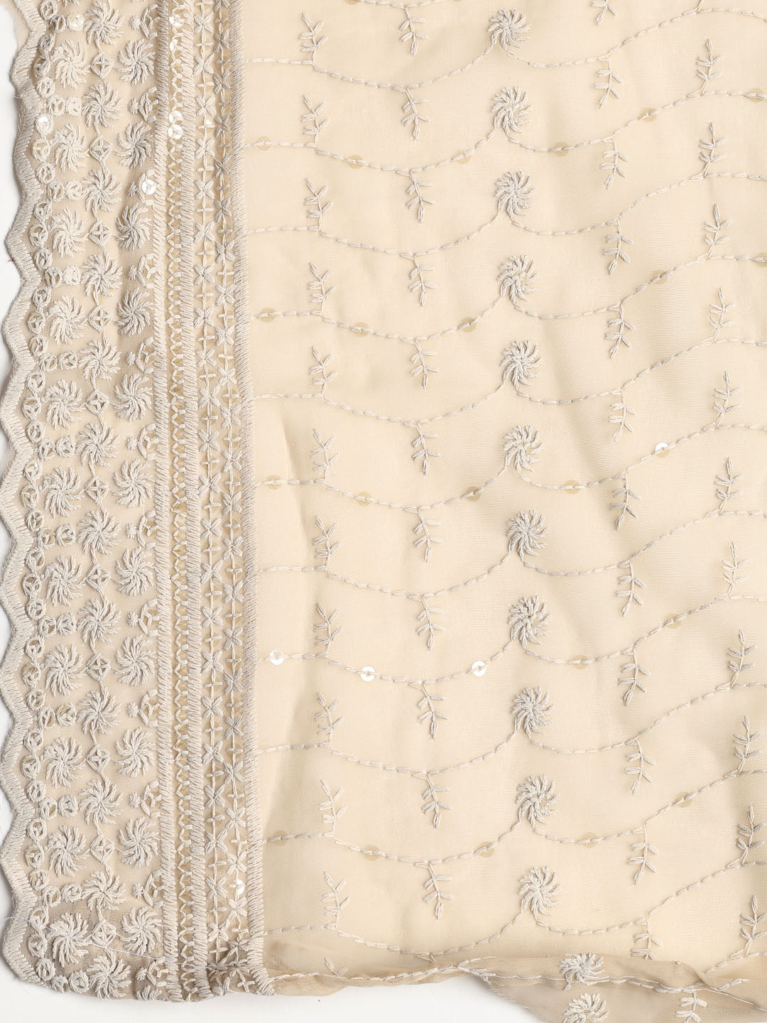 Chikan Work Georgette Unstitched Suit With Dupatta