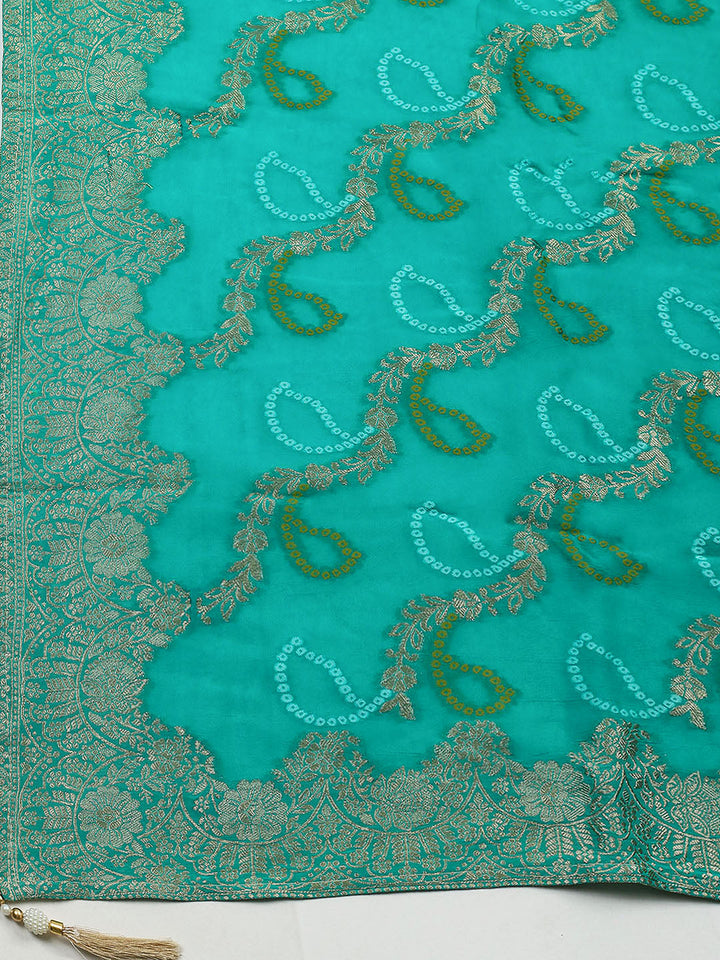 Embroidered Georgette Unstitched Suit With Pant &amp; Dupatta