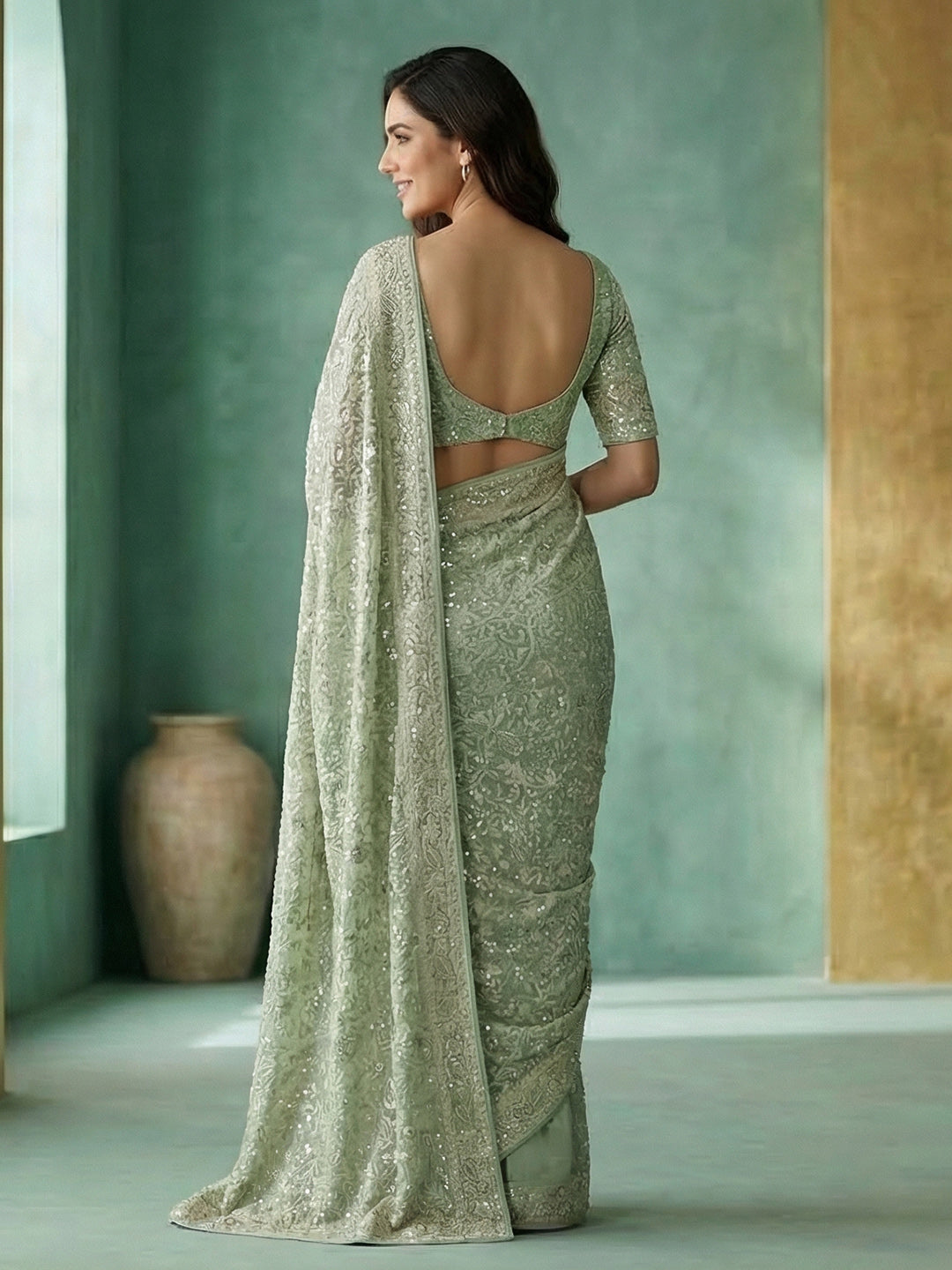 Embroidered Georgette Saree