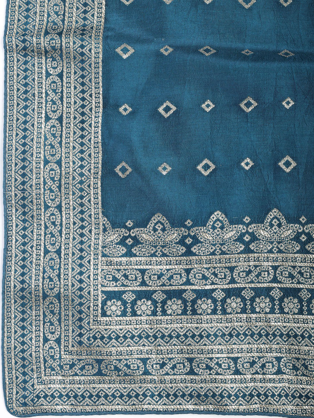 Embroidered Art Silk Unstitched Suit Piece With Dupatta