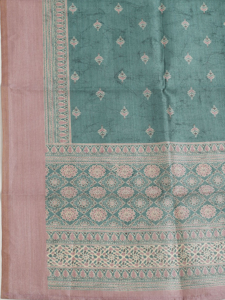 Printed Cotton Unstitched Suit With Pant &amp; Dupatta
