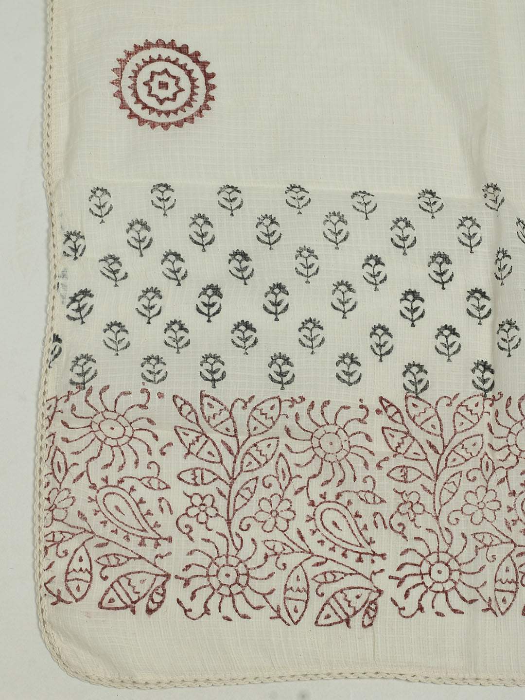 Printed Cotton Unstitched Suits Printed Suit With Pant &amp; Dupatta